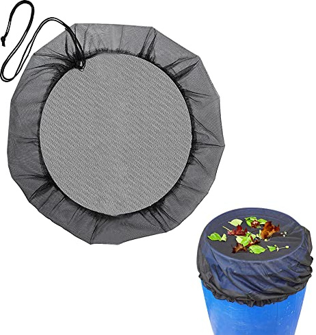 Filet pour Citerne de Pluie,Housse pour tonneau de Pluie avec Cordon de Serrage,Protection Contre Les Feuilles,Couverture Anti-Moustique & Animaux pour Récupérateur deau de Pluie,diamètre 80 cm