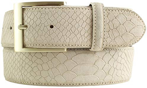 BELTINGER Gürtel mit goldener Gürtelschnalle und Pythonprägung 4 cm | Leder-Gürtel 40mm Schlangen-Optik |Schlangen-Muster | Mist 95cm