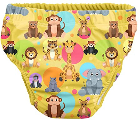 Pss! - Pannolino per Bambini per l'Acqua - Modello Savana - Per Bambini da 3 a 8 kg - Taglia M - Unisex - Design Multicolore -Assorbente e Riutilizzabile -Impermeabile e Confortevole - 1 Pièce