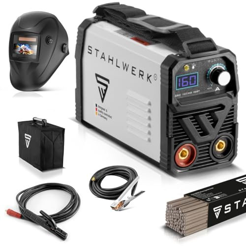 STAHLWERK Soldadora ARC 160 MD inverter - totalmente equipada - Máquina de soldar compacta y ligera, MMA, TIG lift, 160 A, refrigeración inteligente, protección contra sobrecalentamiento