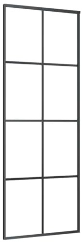vidaXL Puerta Corredera Interior Casa para Familia Espacio Transición Habitación Salón Comedor Dormitorio Vidrio ESG y Aluminio Negro