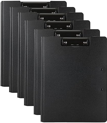 Clipboard Folder, 6 Pack A4 Foldable Clipboards File Folder Flip Writing Pad for Memo Form Document & School Office Work - Black