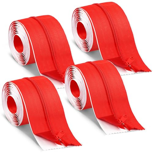XunYee 2 Roll Heavy Duty Zipper Door for Dust Barriers, 7 ft x 3in Red