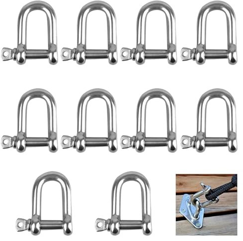 Schäkel D Form, 10 Stück M6 Edelstahl, 304 D Ring, Sperren Gerade, für Takelage Stahlseil Kordeln Ketten