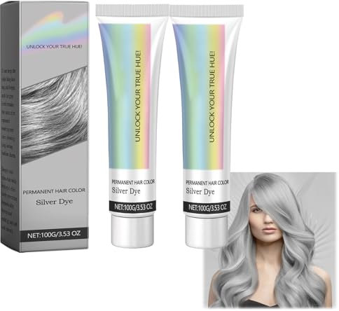 Crema colorante temporal para cabello gris plateado, color semipermanente natural