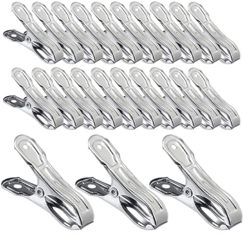 Stainless Steel Garden Clips, 40 PCS Greenhouse Film Clamps Strong Grip Clips for Holding Plant Cover Netting Clothes Towel (5cm)