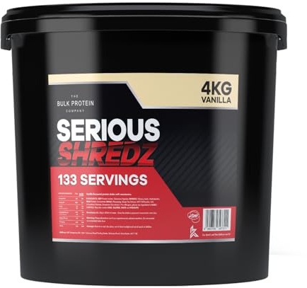 SERIOUS SHREDZ, 4kg (133 Servings) – Diet Whey Protein Powder – Contains L-Carnitine L-Tartrate and Green Tea Extract – Lean Muscle Growth, Meal Replacement Shakes for Weight Loss – Vanilla