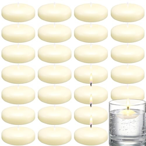 Schwimmkerzen,30 Stück Schwimmkerzen Groß,Teelichter Kerzen,Floating Candles,Schwimmende Wachskerzenscheiben Dekorative Schwimmkerzen für Hochzeit,Pool,Abendessen (Hellgelb,3,8 cm)