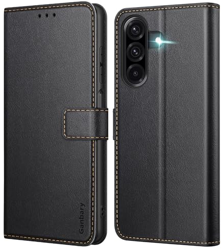 Ganbary Funda Compatible con Samsung Galaxy A17 4G/ 5G, Funda Tapa Libro Movil PU Cuero Funda [Protección Completa] [Ranura Tarjeta][Función Soporte], Negro