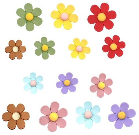 14 Piezas Imanes De Nevera con Flores Magnética Potentes Refrigerador Flor De 7 Colores 3D, Imanes De Nevera De Flores, Fuertes y Decorativos Coloridos para Pizarra, Cocina y Oficina