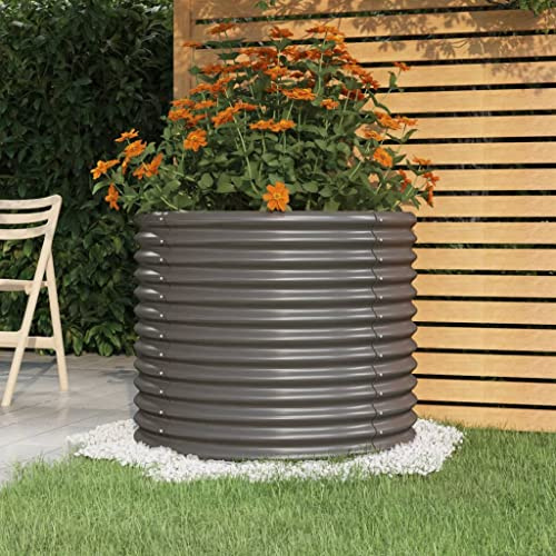 puraday Aiuola rialzata per giardino, 80 x 80 x 68 cm, colore grigio, aiuola per piante e verdure, spirale XXL, in metallo, acciaio, aiuola da giardino