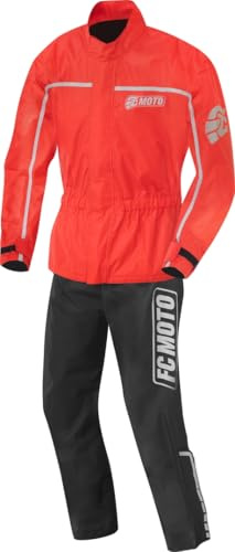 FC-Moto Urban Rain Kit Tvådelad motorcykel regndräkt, schwarz/rot, XL