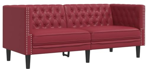 ULUYYUC Divano Chesterfield a 2 posti, in ecopelle, design classico con cuciture a bottoni, comodo divano a 2 posti, per soggiorno e ufficio, elegante divano imbottito, 174 x 74,5 x 70,5 cm
