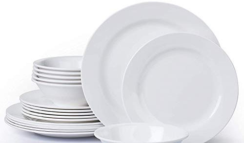 Waterside Fine China 18 Piece Round Melamine Dinner Set