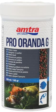 Amtra Pro Oranda Gran 250 ml - Mangime completo in granuli per pesci rossi, Orifiamma e affini, per acqua dolce e salata