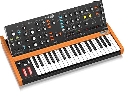 Behringer POLY D Analog 4-Voice Polyphonic Synthesizer with 37 Full-Size Keys, 4 VCOs, Classic Ladder Filter, LFO, BBD Stereo Chorus, Distortion, 32-Step Sequencer and Arpeggiator