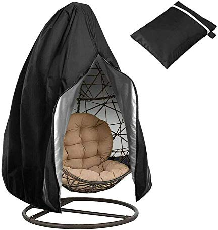 Zimohe Couverture de Chaise Suspendue, Housse de Protection pour Fauteuil Oeuf, Imperméable avec Fermeture à Glissière, 190x115cm (Noir)