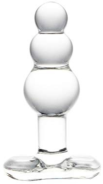 Plug Anal en Verre Plug Anal en Cristal Transparent avec 3 Perles Rondes Et Poignée à Base Plate pour Couple Homme Femme Sphincter Stretch Et Masturbation