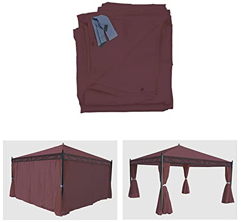 Juego de 4 paneles laterales para pérgola Cádiz, de repuesto, 4 x 4 m, poliéster, color rojo y marrón