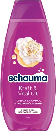 Schauma Aufbau-Shampoo Kraft & Vitalität (400 ml), Haarshampoo kräftigt die Haarstruktur, Aufbau-Shampoo für feines oder schwaches Haar, mit Baobab-Öl & Biotin