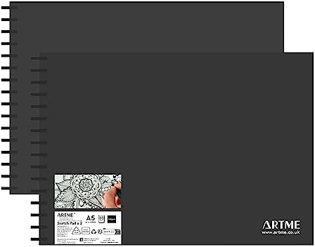 Artme Bloc de bocetos A5, 2 piezas, 30 hojas (160 g/m²), cuaderno de bocetos encuadernado en espiral