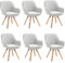 MEUBLE COSY Esszimmerstühle Drehbar 6er Set Küchenstuhl Polsterstuhl Drehstuhl mit Armlehne Sessel Schminkstuhl aus Stoff Massivholzbeine für Esszimmer Wohnzimmer Arbeitszimmer, Beige