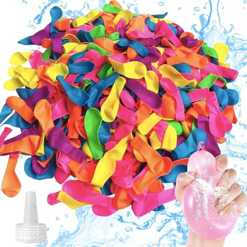 MORAINJAY 200 Pièces Ballon d'eau,Bombes à Eau Ballon,Colorés Latex Ballons d'eau Fermeture Automatique pour Lancer Été Splash Bataille d'eau Jeu,Fete en Plein air Jeux d’Enfant et Adulte