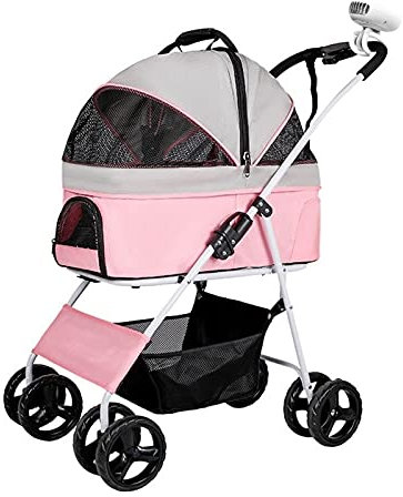 Hundetrolley Haustier-Hundewagen für mittelgroße und kleine Hunde Katzen Premium Hunde-Katzenbuggys 20 kg Faltbarer Haustier-Katzen-Hundewagenträger mit Rädern Atmungsaktiver Hundekinderwagen