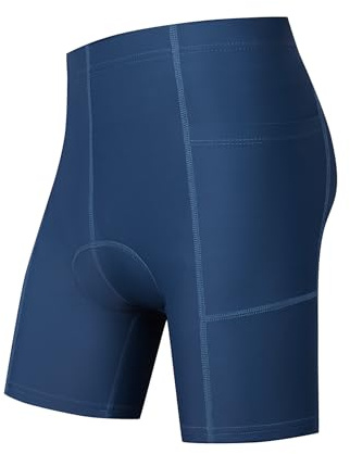 Kids Padded Cycling Bike Shorts with Padding Boys Girls Mountain Biking Shorts with Pockets Blue