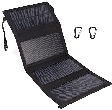 20W Solarpanel Faltbar, USB Solarpanel Solar Ladegerät Wasserdicht Handy Power Banks Camping Solar Charger für Smartphone Tablets (Black)
