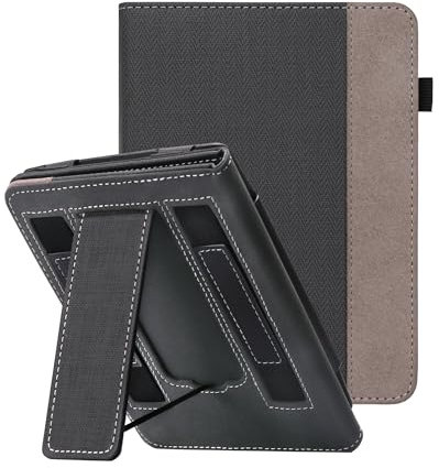 WALNEW Ständer Hülle für 7 Kindle Paperwhite 12. Generation 2024 und Kindle Colorsoft Signature Edition, Kickstand Schutzhülle Tasche mit Zwei Handschlaufe und Auto Sleep/Wake Funktion