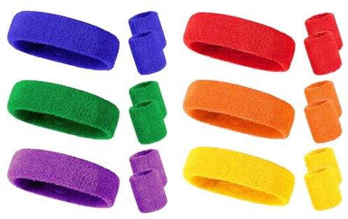 Kellegour 18 stycken svetsband set, 80-tal, 90-tals, svettband för handled, färger sport, svettband, svettband för handboll fotboll tennis