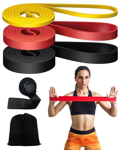 Élastique Musculation Zumhigh - Ensemble de 3 Bandes de Résistance avec Ancrage de Porte pour Entraînement Pilates, Yoga, Stretching, Rééducation Physique et Élastique Musculation Traction