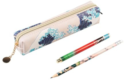 Grupo Erik Set Mini Astuccio Hokusai - Astuccio Piccolo Portapenne con Penna e Matita Incluse, Chiusura a Zip | Back to School: Cancelleria Scuola Media e Ufficio 21 x 4,5 cm