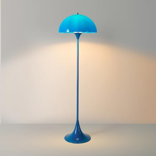 B·LED BARCELONA LED Golvlampa design “PALM” med 3 x E27 för vardagsrum, sovrum och läshörna | Modern nordisk stil, eleganta kurvor, justerbart ljus | Blå