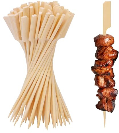 100 stycken bambuspett 15 cm, spett, fingermat, biologiskt nedbrytbara naturträspett, träspett för fingermat, snacks, cocktail, hamburgare, frukt, shish kebab, fest