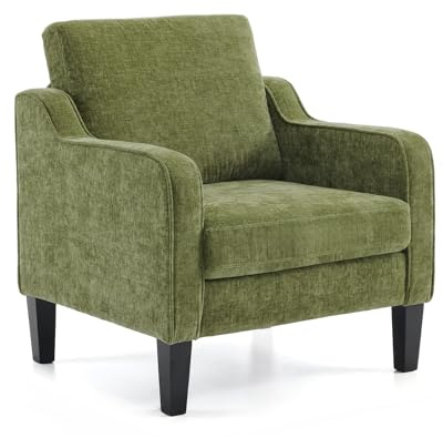 Bonnlo Sillón de Salón, Butaca Moderna para Sala de Estar, Sofá Individual con Cojín Grueso y Patas de Madera, Sillón Individual Cómodo, para Salón, Oficina y Dormitorio, Verde