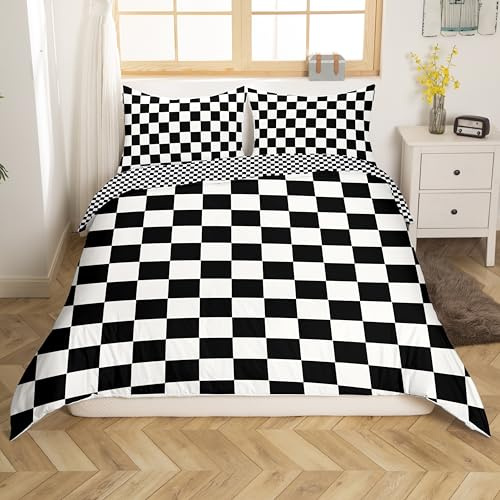 Buffalo Moderne à Carreaux Noir/Blanc avec Housse de Couette Double pour Enfants Femmes Hommes et Femmes