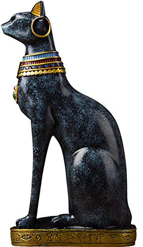 ZTIANEF Character Decoration Statue Mural Statues Statue 36.5Cm European Style Egypt Fortune Cat Statue Resin Crafts Cute Bast Animals Art Sculpture Home Decoration Accessories