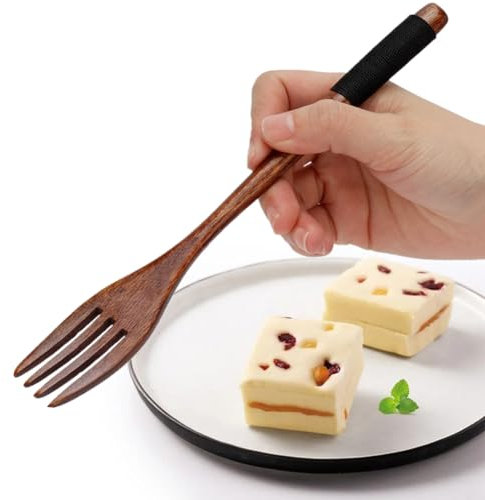Duokon 1 fourchette en bois naturel, 23 cm, japonais, de qualité supérieure, pour camping, extérieur, cuisine, dîner