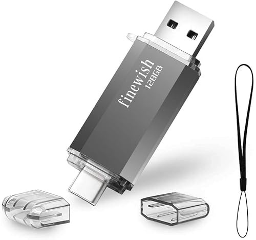 Tipo C Memoria USB 128 GB, Pendrive USB C 128 GB 2 en 1 Tipo C Y USB 2.0 Memoria Flash 128gb para Smartphones Android, Windows, Android, Pc, Tabletas, Almacenamiento DE Datos Externo Etc (Gris)