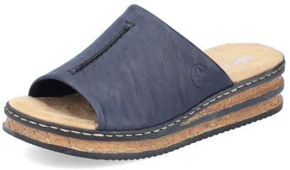 Rieker Damen Pantoletten 62905, Frauen Slipper,Sommerschuhe,sommerclogs,Schlupfschuhe,schluepfschuhe,Slides,Slip-ons,Mules,blau (14),40 EU / 6.5 UK