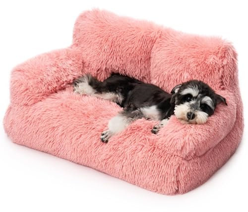 Mewoo Dog Couch, Small Dog Bed with Removable Washable Cover, Cute Cat Couch for Pets, Cat Beds for Indoor Cats with Anti-Slip Bottom (Pink)