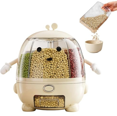 Trockenfutterspender für die Arbeitsplatte, rotierender Reisspender,360° drehbarer Reishalterspender | Lebensmittelspender, versiegelter Vorratsbehälter, Behälter, Push-Typ für Küchen-Sojabohnenmais