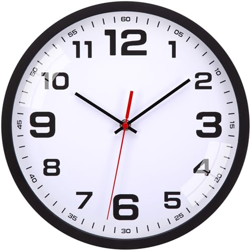 Warminn Wall Clock 12 Inch Silent & Non Ticking Modern Decorative Clocks | Digital White Analog Clock, Quartz , Battery Operated,for Kitchen Bedroom Office Home Decor