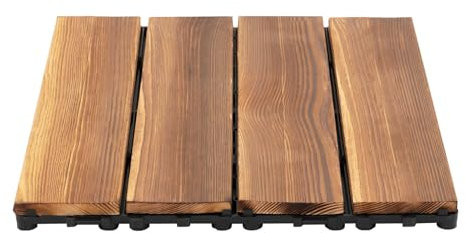 36 stycken träplattor balkongplattor, gör-det-själv terrassplattor med klicksystem och dränering, terrassbrädor vattentäta för terrass balkong, 30,3 x 30,3 cm (11 stycken = 1 m²)