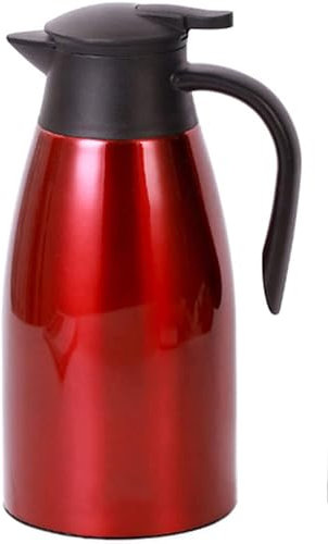 Webao Cafetière isotherme de 2 l en acier inoxydable, fermeture Quick Tip, double paroi pour thé et café, rouge