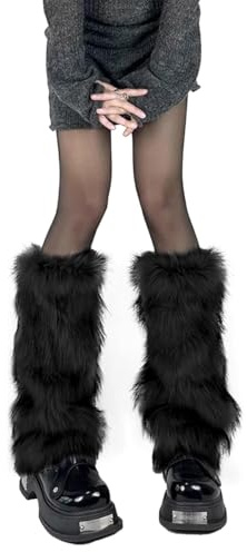 Ieron 1 Pieza de Calentadores de piernas de Piel sintética, Calentadores de piernas mullidos de Piel sintética para Mujeres, Peludos para Damas, Fundas de puños de Botas largas de Piel sintética