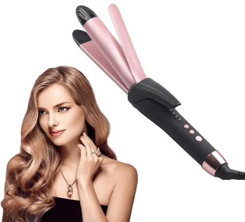 2 en 1 Plancha y rizador de pelo, 30mm Planchas para el pelo iónico de cerámica, la temperatura se puede ajustar entre 120 ° C y 210 ° C