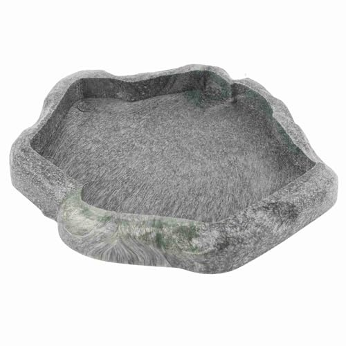 Watris Veiyi Schildkröten Zubehör, Wasserschale Garten, Harz Fütterschale, für Tortoise, Lizard, Reptilien, 14x12x1,6cm, Grün